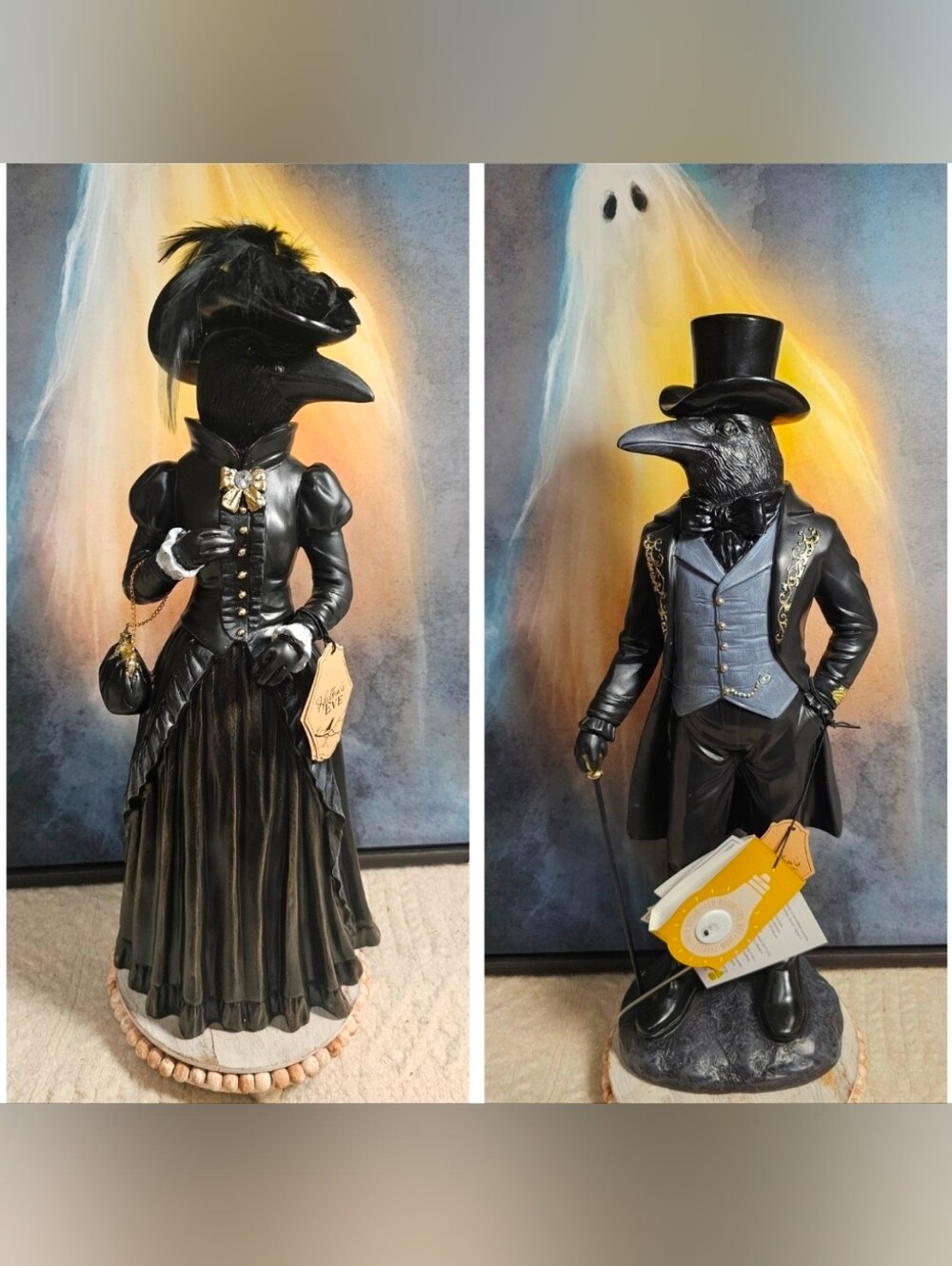 Viral VHTF Gothic Raven Couple Halloween Decor Figurines -